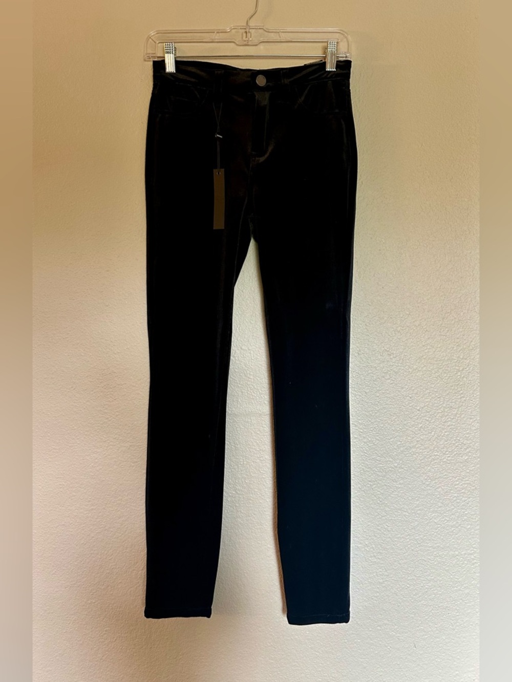 Blank NYC Black Ankle Cropped Skinny Velvet Pants